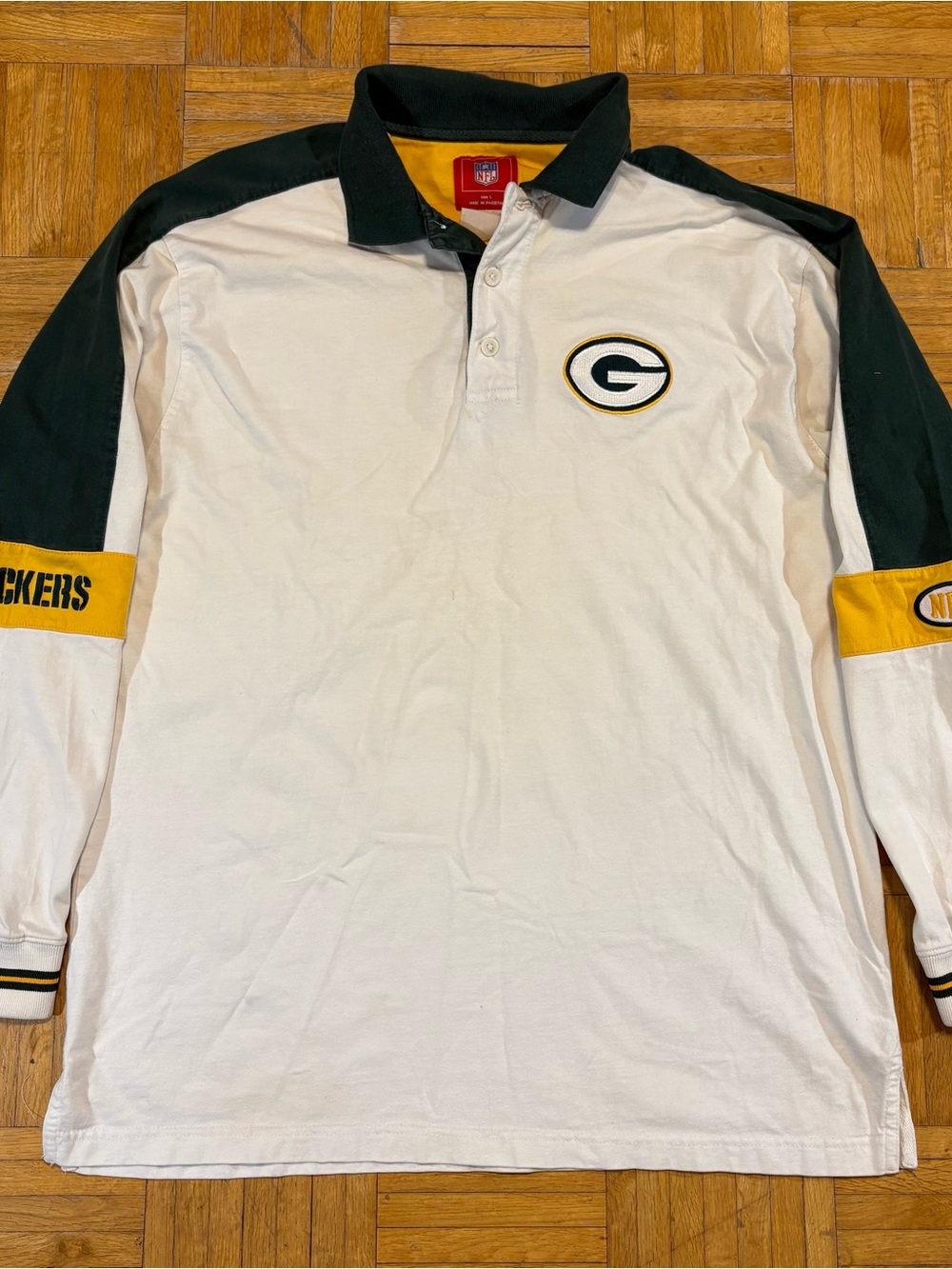 Vintage Green Bay Packers Long Sleeve Polo Shirt